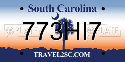 773HI7 South Carolina License Plate