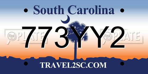 773YY2 South Carolina License Plate