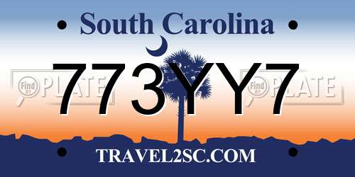 773YY7 South Carolina License Plate