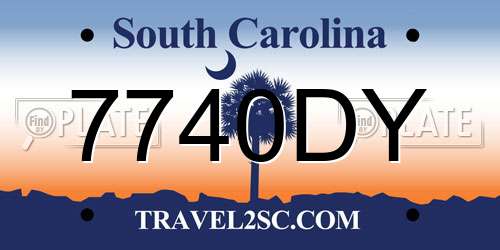 7740DY South Carolina License Plate