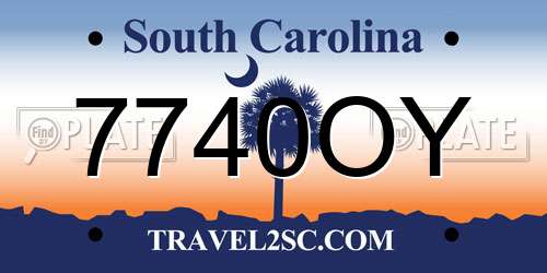 7740OY South Carolina License Plate