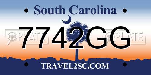 7742GG South Carolina License Plate