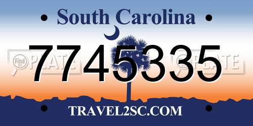 7745335 South Carolina License Plate
