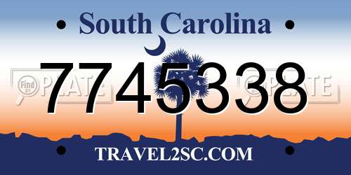 7745338 South Carolina License Plate