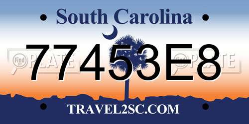 77453E8 South Carolina License Plate