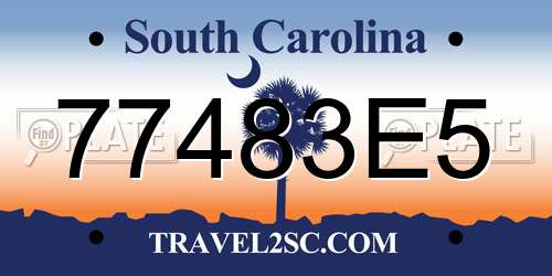 77483E5 South Carolina License Plate