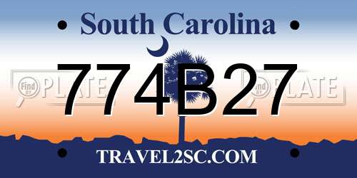 774B27 South Carolina License Plate