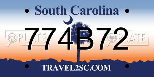 774B72 South Carolina License Plate