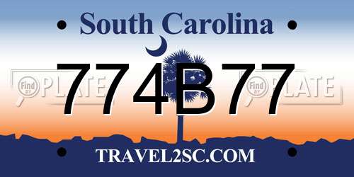 774B77 South Carolina License Plate