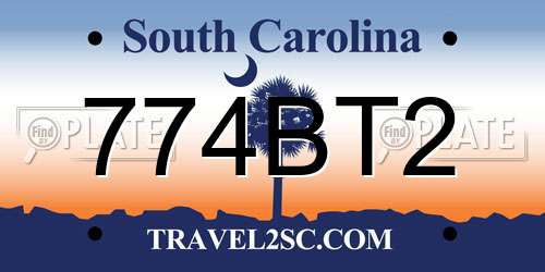 774BT2 South Carolina License Plate
