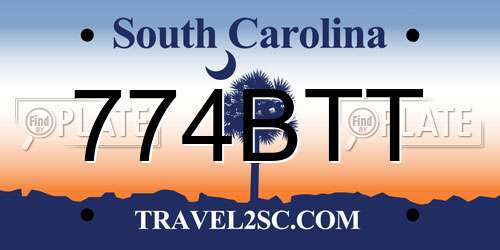 774BTT South Carolina License Plate