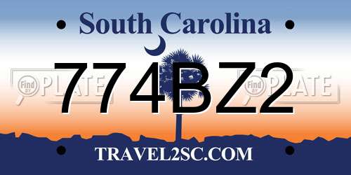 774BZ2 South Carolina License Plate