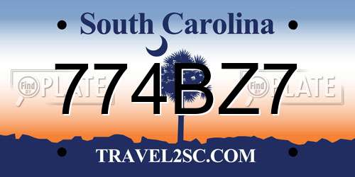 774BZ7 South Carolina License Plate