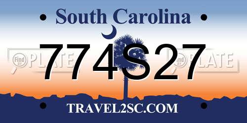 774S27 South Carolina License Plate