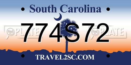 774S72 South Carolina License Plate