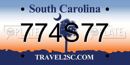 774S77 South Carolina License Plate