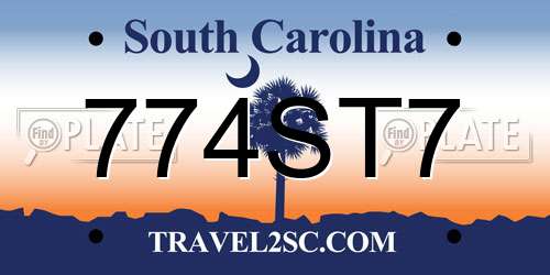 774ST7 South Carolina License Plate