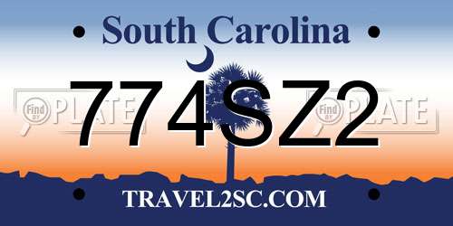 774SZ2 South Carolina License Plate