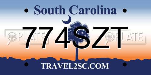 774SZT South Carolina License Plate
