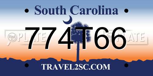 774T66 South Carolina License Plate