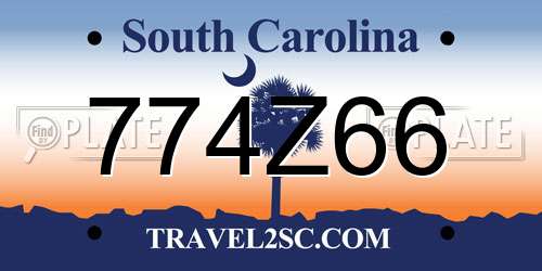 774Z66 South Carolina License Plate