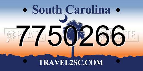 7750266 South Carolina License Plate