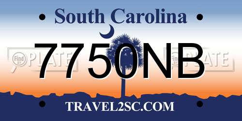 7750NB South Carolina License Plate
