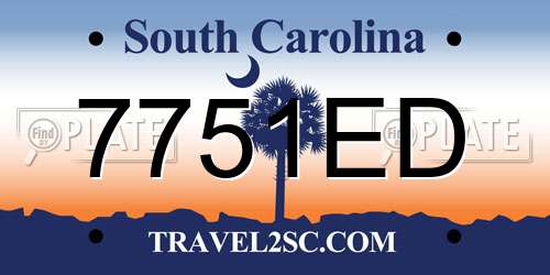 7751ED South Carolina License Plate