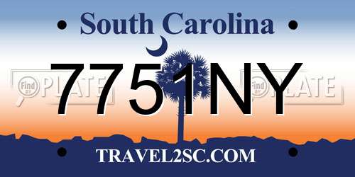 7751NY South Carolina License Plate