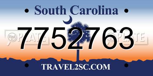 7752763 South Carolina License Plate