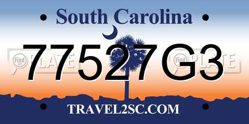 77527G3 South Carolina License Plate