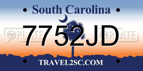 7752JD South Carolina License Plate