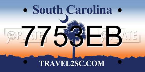 7753EB South Carolina License Plate