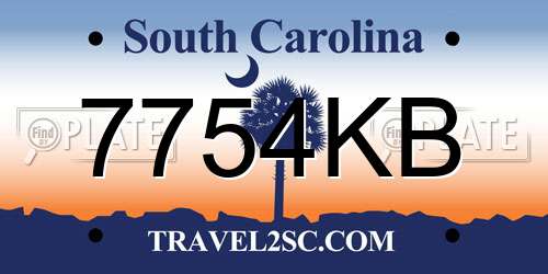 7754KB South Carolina License Plate