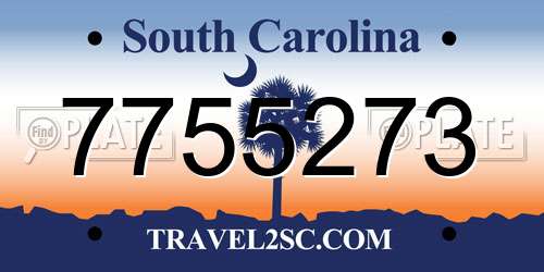 7755273 South Carolina License Plate