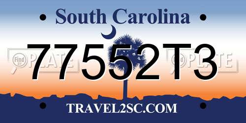 77552T3 South Carolina License Plate