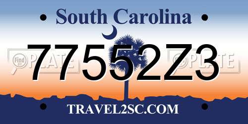 77552Z3 South Carolina License Plate