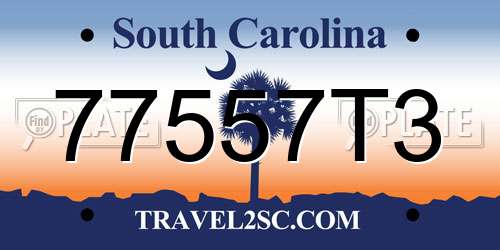 77557T3 South Carolina License Plate