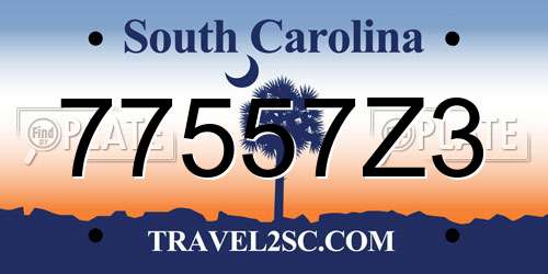 77557Z3 South Carolina License Plate