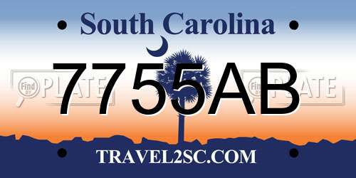 7755AB South Carolina License Plate