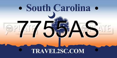 7755AS South Carolina License Plate