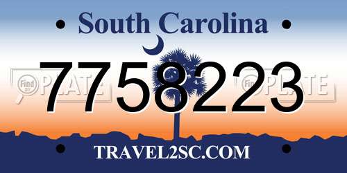 7758223 South Carolina License Plate