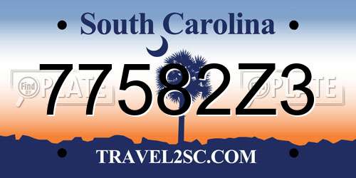 77582Z3 South Carolina License Plate