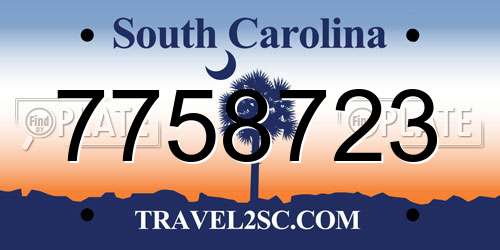 7758723 South Carolina License Plate
