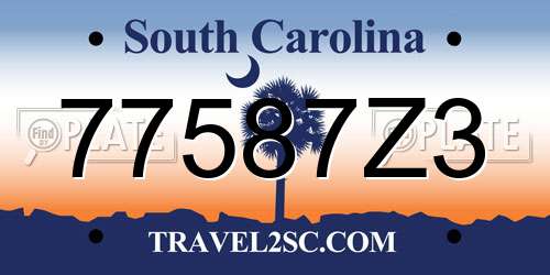 77587Z3 South Carolina License Plate