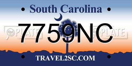 7759NC South Carolina License Plate