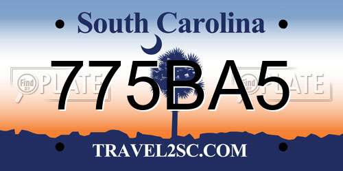 775BA5 South Carolina License Plate