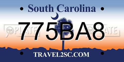 775BA8 South Carolina License Plate