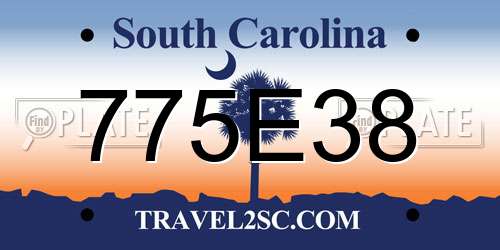 775E38 South Carolina License Plate