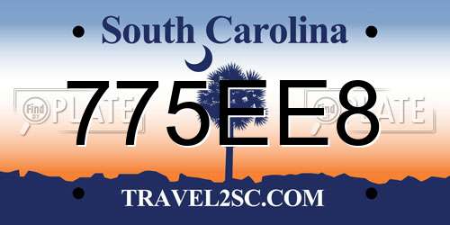775EE8 South Carolina License Plate